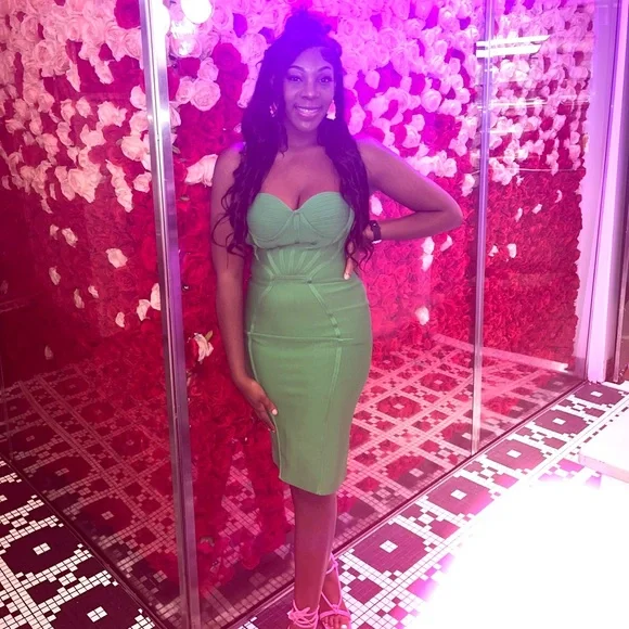 green strapless bandage dress Sara Bandage Gown main image 1